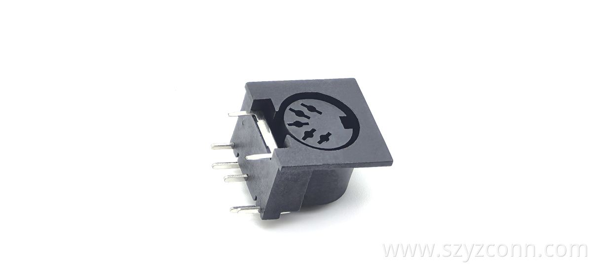 MINI DIN Board Connector:Large DIN Female header Connector Black Right Angle DIP MINI DIN Board Connector:Large DIN Female header Connector Black Right Angle DIP